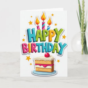 Cartão de Aniversário de Fatia de Bolo Divertida