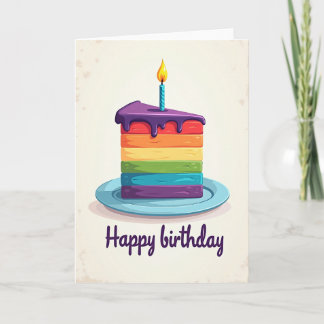 Cartão de Aniversário de Fatia de Bolo Vibrante