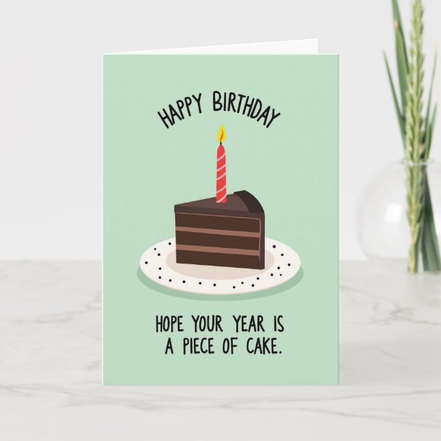 Cartão de Aniversário de Fatia de Chocolate (Frente)