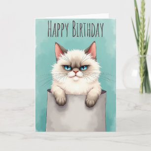 Cartão de Aniversário de Felino Cético