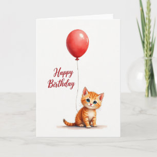 Cartão de Aniversário de Felino Floral