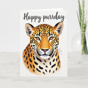 Cartão de Aniversário de Felino Manchado Alegre