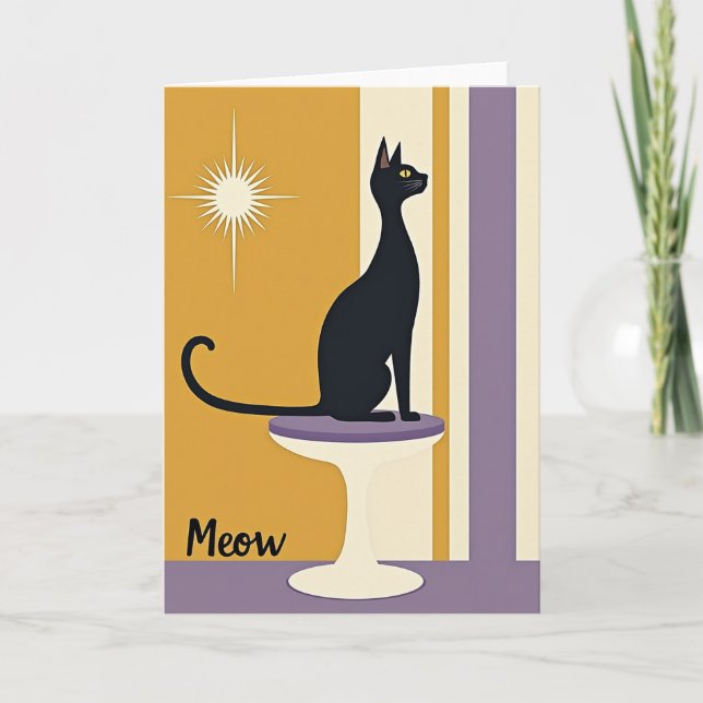 Cartão de Aniversário de Felino Sable (Frente)