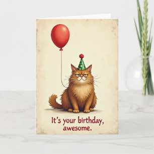 Cartão de Aniversário de Felino Sardônico