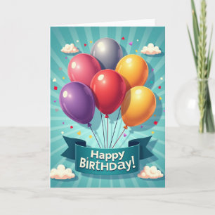 Cartão de Aniversário de Festa Vibrante