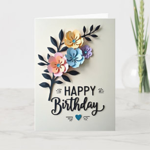 Cartão de Aniversário de Flor Camada
