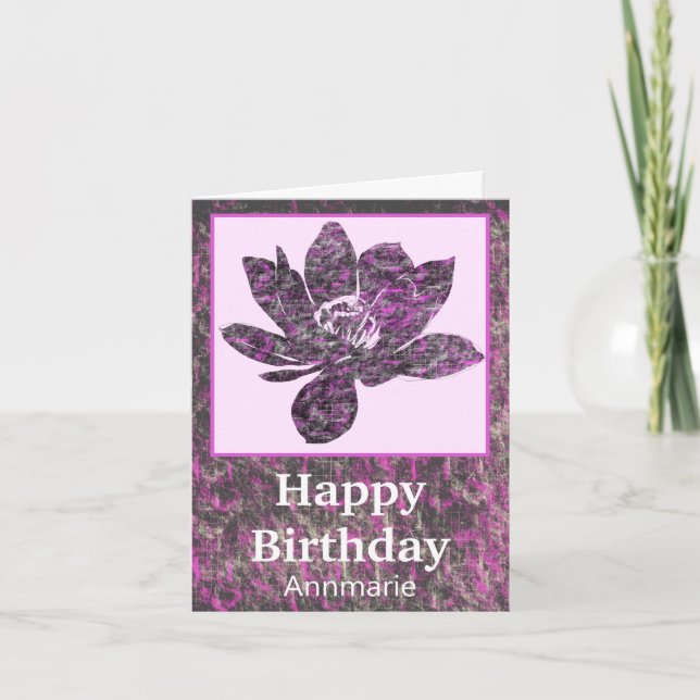 Cartão de Aniversário de Flor de Lotus Parcialment (Frente)