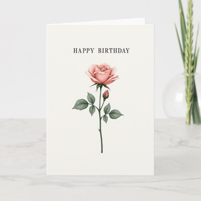 Cartão de Aniversário de Flor Delicada (Frente)