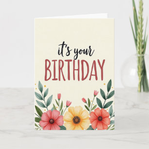 Cartão de Aniversário de Flor Pintada