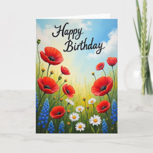 Cartão de Aniversário de Flor Silvestre Vibrante