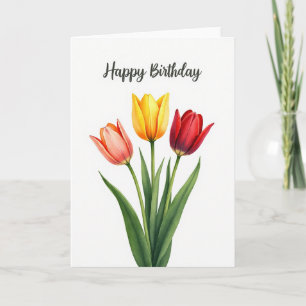 Cartão de Aniversário de Flor Tripla