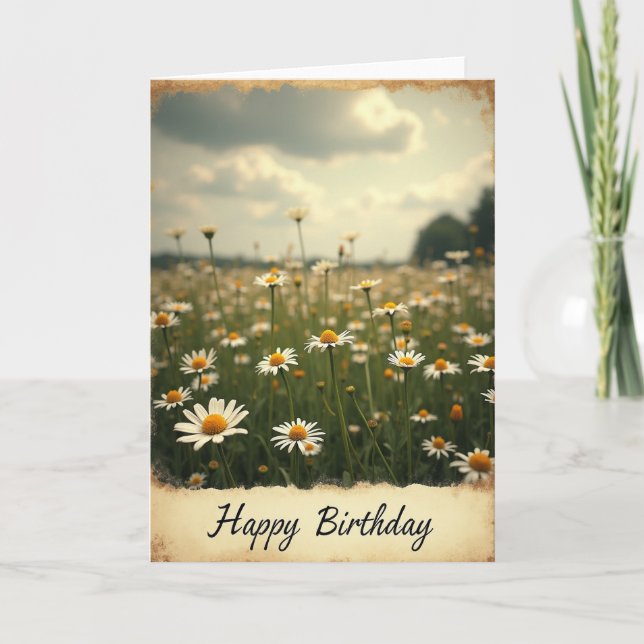 Cartão de Aniversário de Flores Brancas (Frente)