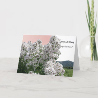 Cartão de Aniversário de Flores Brancas e Natureza