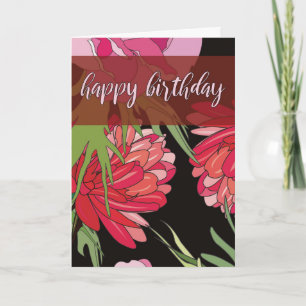 Cartão de Aniversário de Flores de Desenho Animado