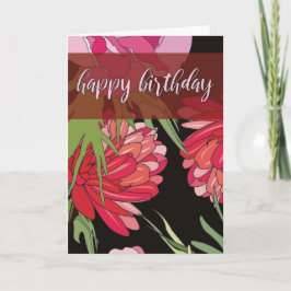 Cartão de Aniversário de Flores de Desenho Animado