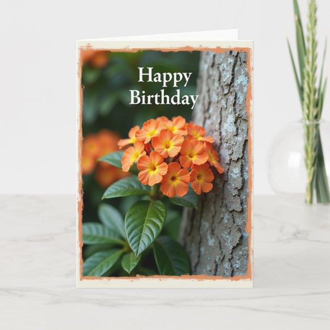 Cartão de Aniversário de Flores de Jardim (Frente)