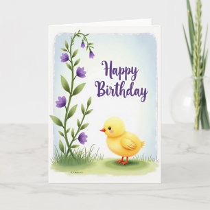 Cartão de Aniversário de Flores Roxas Lindas