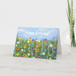 Cartão de Aniversário de Flores Silvestres