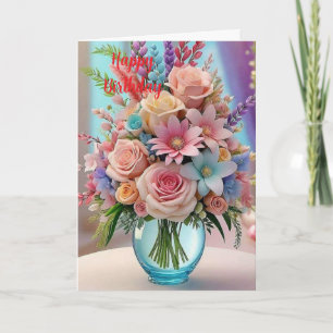 Cartão de Aniversário de Flores Silvestres Colorid