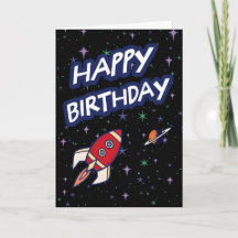 Cartão de Aniversário de Foguete Espacial para Cri