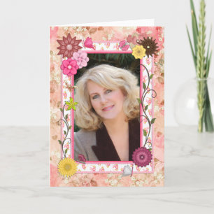 Cartão de aniversário de foto com um quadro de flo