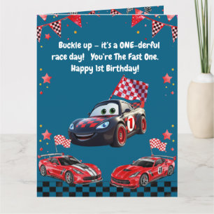 Cartão de Aniversário de Foto de Carro de Corrida