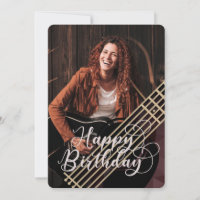 Cartão de Aniversário de Foto do Violão Acústico