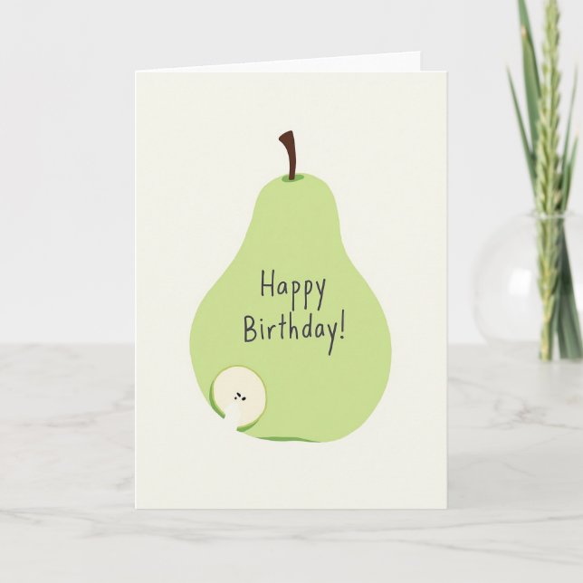 Cartão de Aniversário de Fruta Verde Doce (Frente)