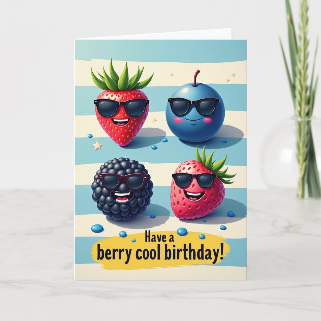 Cartão de Aniversário de Frutas Alegres (Frente)