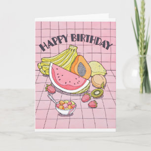 Cartão de Aniversário de Frutas Frescas com Letter