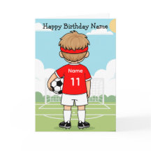 Cartão de Aniversário de Futebol de Menino de Cami