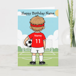 Cartão de Aniversário de Futebol de Menino de Cami