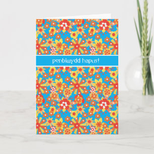 Cartão de aniversário de Galês, flores da laranja