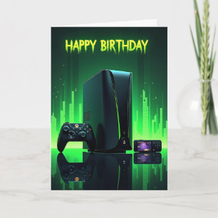 Cartão de Aniversário de Gamer Neon