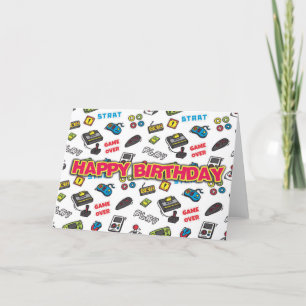 Cartão de Aniversário de Gamer Retrô
