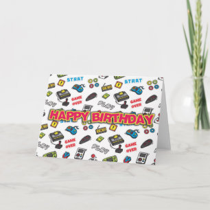 Cartão de Aniversário de Gamer Retrô