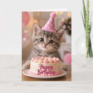Cartão de Aniversário de Gatinho