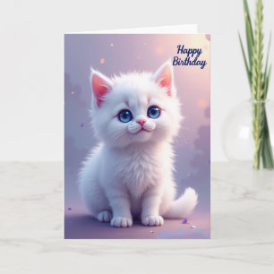 Cartão de Aniversário de Gatinho Fofo e Feliz