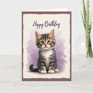 Cartão de Aniversário de Gatinho Gentil