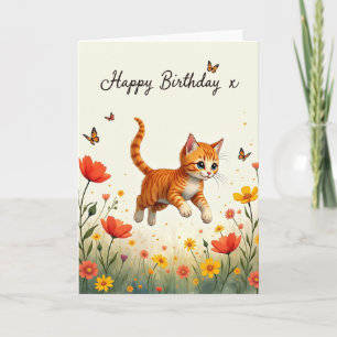 Cartão de Aniversário de Gatinho Listrado