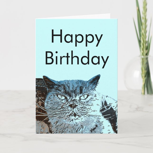 Cartão de Aniversário de Gato Azul Britânico (Frente)