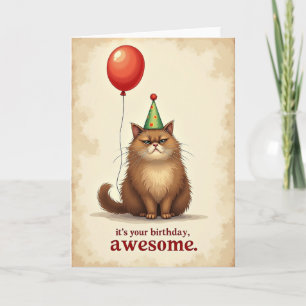 Cartão de Aniversário de Gato Divertido