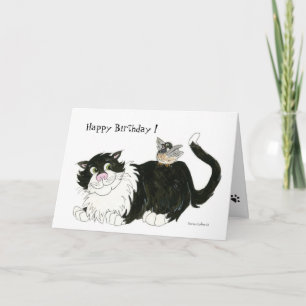 Cartão de Aniversário de Gato e Galho