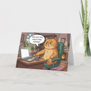 Cartão de Aniversário de Gato Engraçado