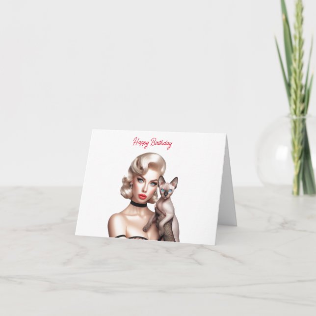 Cartão de Aniversário de Gato Esphynx (Frente)