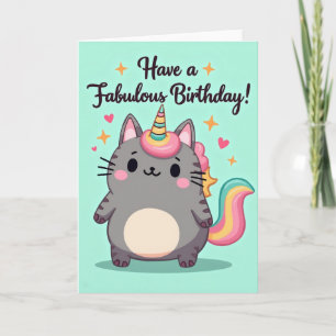 Cartão de Aniversário de Gato Fabuloso