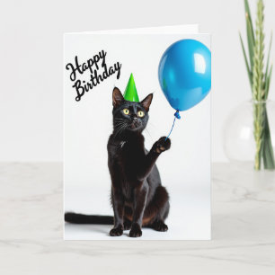 Cartão de Aniversário de Gato Festivo