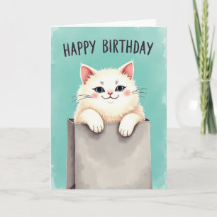 Cartão de Aniversário de Gato Fofinho