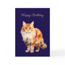 Cartão de Aniversário de Gato Fofinho Laranja Geng