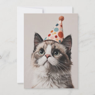 Cartão de Aniversário de Gato Fofo